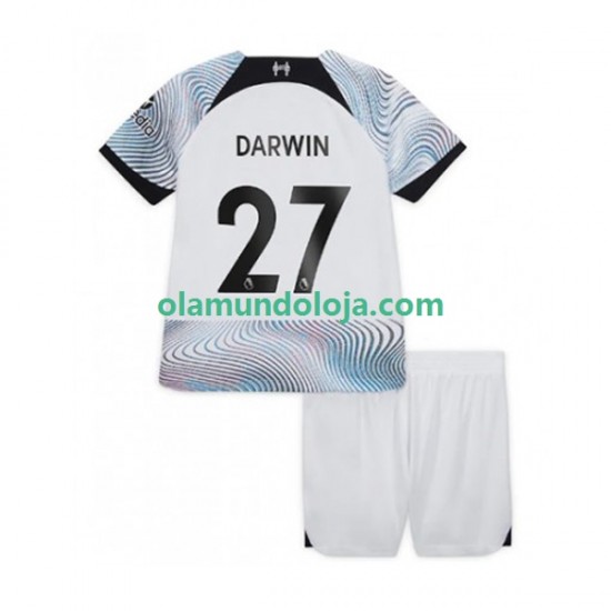 Camisola Liverpool Darwin Nunez 27 Criança Equipamento Segundo 2022-2023 Manga Curta